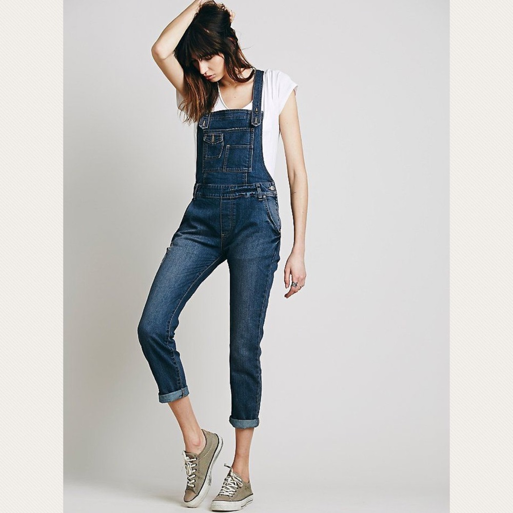 Free People Washed Denim Overall